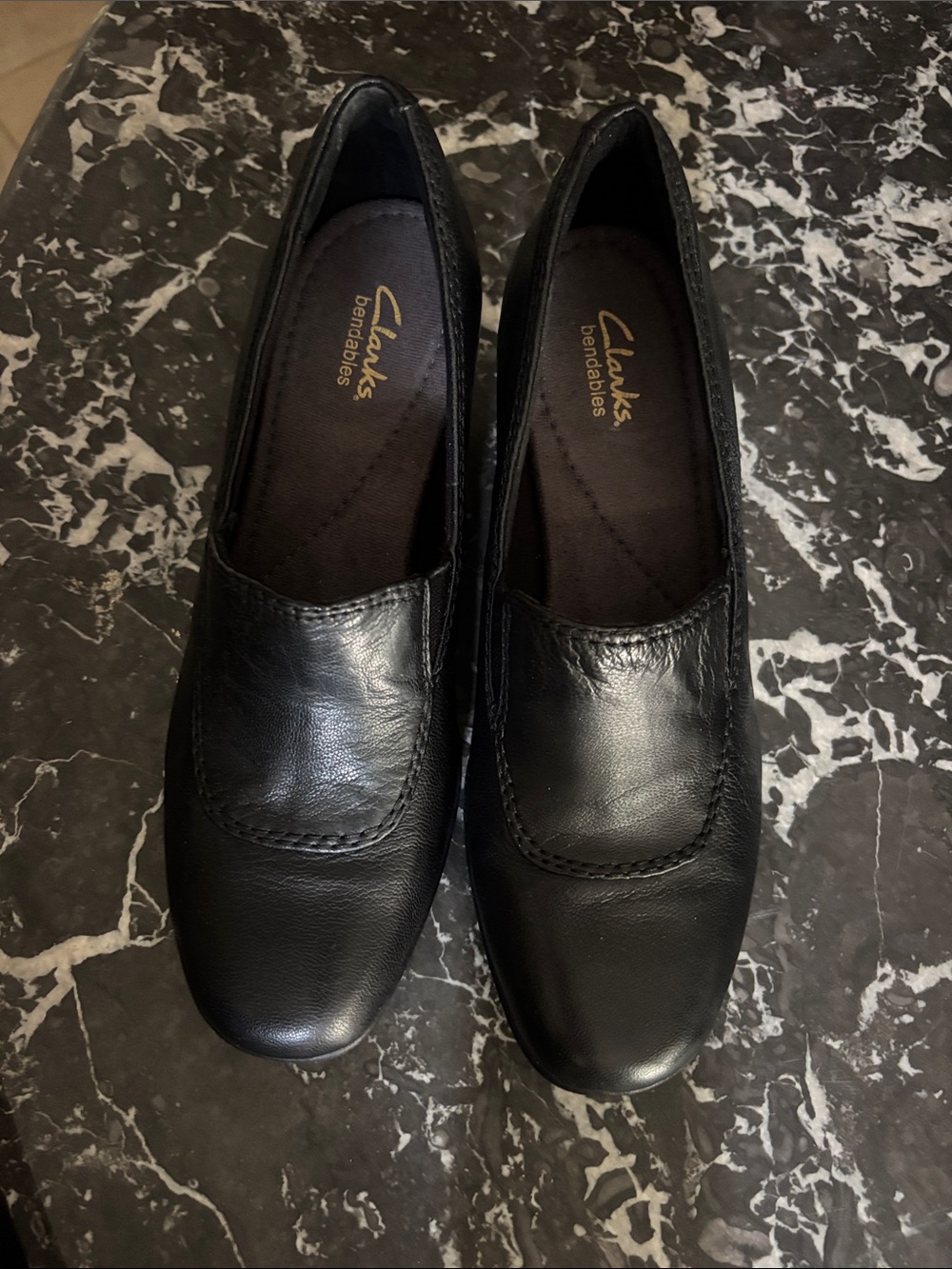 Clarks Black Leather Slip-On Loafers for Women